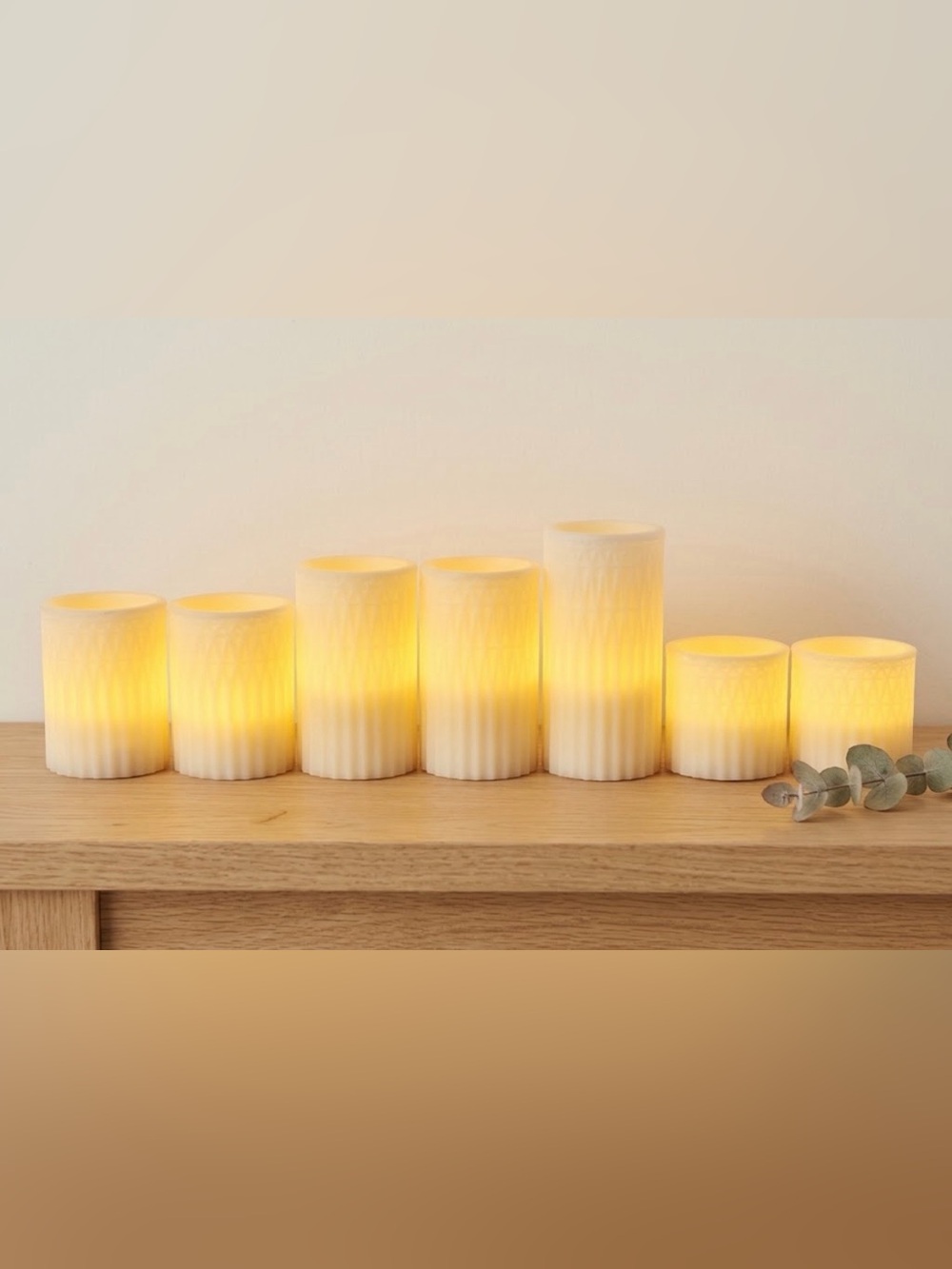 Set of 7 Unbranded Flameless LED Pillar Candles - Like New